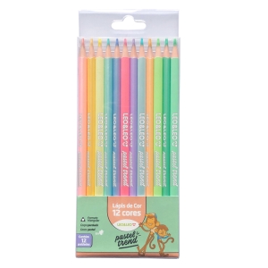 LÃPIS 12 CORES PASTEL TREND LEOELEO