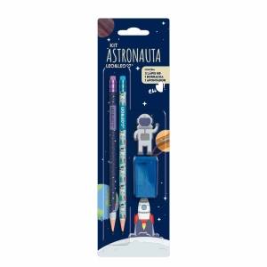KIT LÃPIS HB ASTRONAUTA 2 LÃPIS/ APONTADOR/ BORRACHA LEOELEO