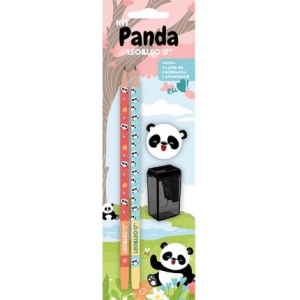  KIT LAPIS HB PANDA 2 LAPIS/APONTADOR/BORRACHA	
