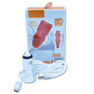 CARREGADOR VEICULAR TIPO-C 2USB 3.1A L04-3