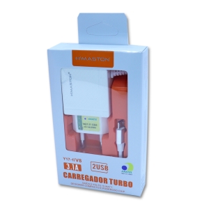 CARREGADOR PAREDE 2 SAIDAS USB V8 H MASTON Y17-1 3. 1A