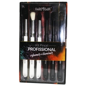 KIT COM 6 PINCEIS PROFISSIONAIS PARA ESFUMAR E ILUMINAR