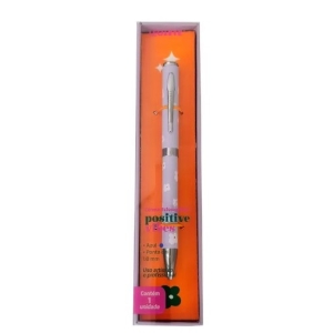 CANETA PREMIUM POSITIVE VIBES FLORES CORPO EM METAL ESTOJO C/1 UND LEO ARTE 				