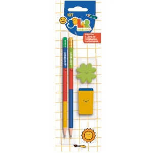 KIT LÃPIS HB SOLAR 2 LÃPIS/1 APONTADOR/1 BORRACHA
