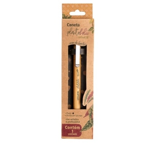 CANETA PREMIUM DE BAMBU PLANTAHOLIC - TINTA PRETA LEOARTE