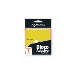 BLOCO ADESIVO AMARELO 76MMX76MM JOCAR OFFICE 				