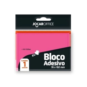 BLOCO ADESIVO ROSA 76MMx102MM 100F CX/24 BLOCOS JOCAR OFFICE 				