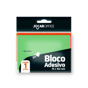  BLOCO ADESIVO VERDE 76MMx102MM 100F CX/24 BLOCOS JOCAR OFFICE 				
