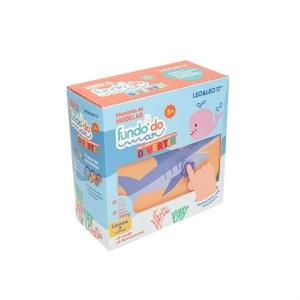 KIT MASSA DE MODELAR PARA COLORIR FUNDO DO MAR - 5 CORES + 5 CARDS + 2 MOLDES LEOLEO