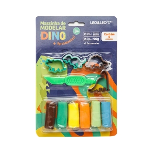 KIT MASSA DE MODELAR DINO-BLISTER C/6 CORES MAIS