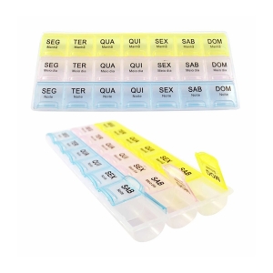 PORTA COMPRIMIDOS COM 21 DIVISORIAS EM PLÃSTICO