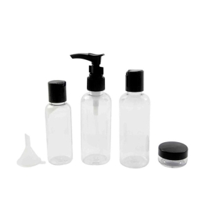 KIT PARA VIAGEM COM 4 FRASCOS E 1 FUNIL