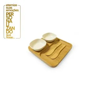 conjunto para petiscos e pates em bambu  sem marca