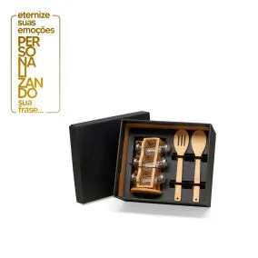 KIT PORTA CONDIMENTOS E COLHERES - 3 PEÃAS