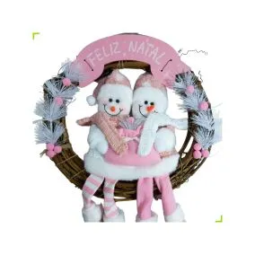 GUIRLANDA SISAL BONECOS CASAL XADREZ ROSA 35CM