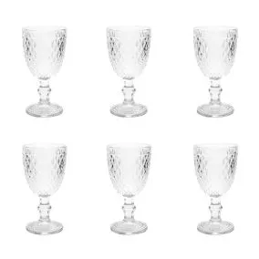 CONJUNTO 6 TACAS DE VIDRO PARA AGUA BICO DE ABACAXI 325ML