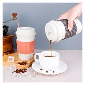 COPO P/CAFÃ DE BAMBU E PP C/TAMPA E MEXEDOR SORTIDO 450ML