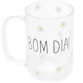 CONJUNTO 2 CANECAS VIDRO RESISTENTE AO CALOR - BOM DIA 280ml