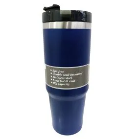 copo com canudo isotermico 850ml  azul