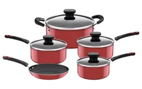 JOGO DE PANELAS 5 PEÃAS PADUA VERMELHO 