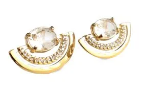 BRINCO LUA DOURADO PEDRA TRANSPARENTE