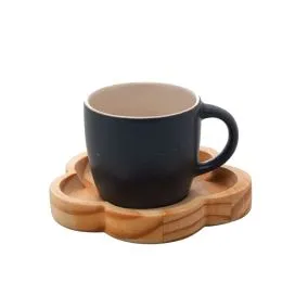 CONJUNTO 4 CANECAS C/PIRES DE MADEIRA AZUL PINUS 115ML