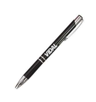 CANETA PRETA PERSONALIZADA VIDAL - ESFEROGRÁFICA AZUL