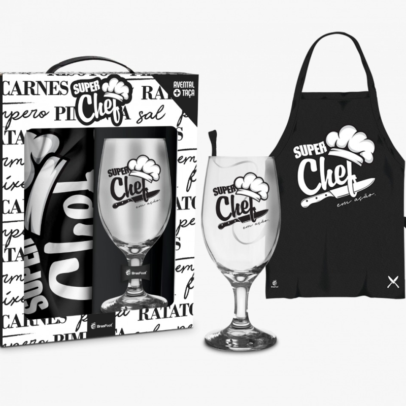 TAÇA AVENTAL SUPER CHEF - PRETO