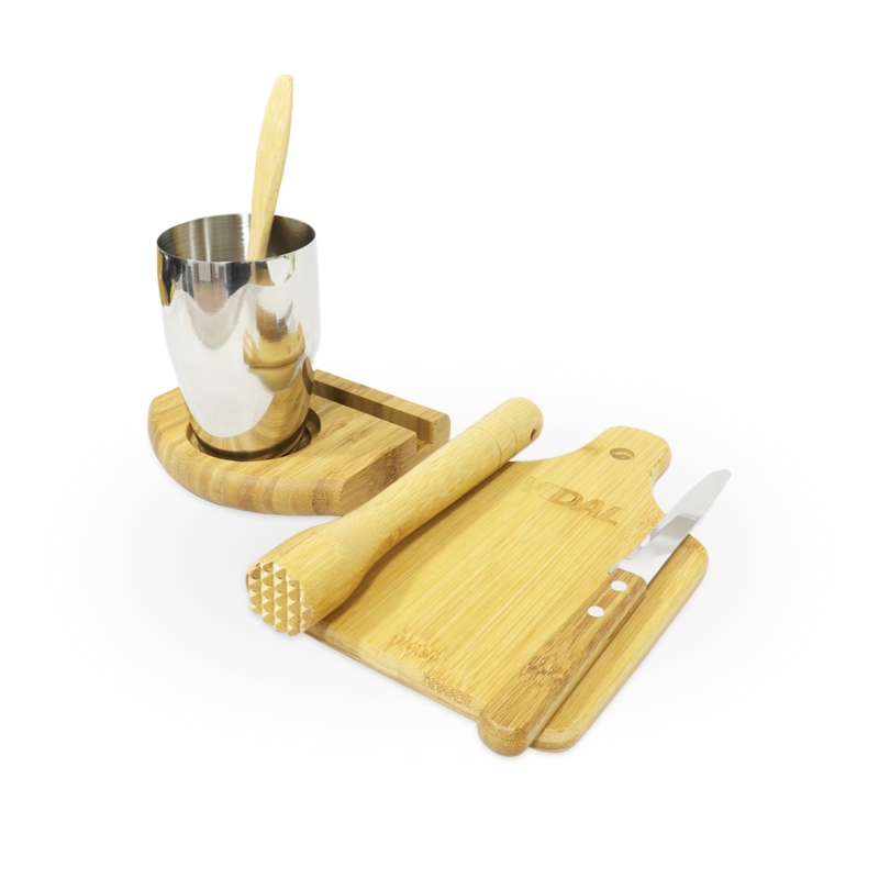 KIT PARA CAIPIRINHA EM BAMBU IBIZA 0,35 L 6 PEÇAS