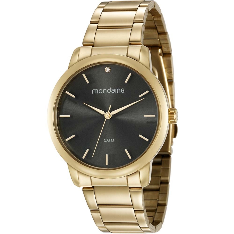 RELÓGIO MONDAINE FEMININO DOURADO E PRETO