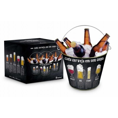 BALDE METAL DECORADO TEMAS - CADA CERVEJA EM SEU COPO