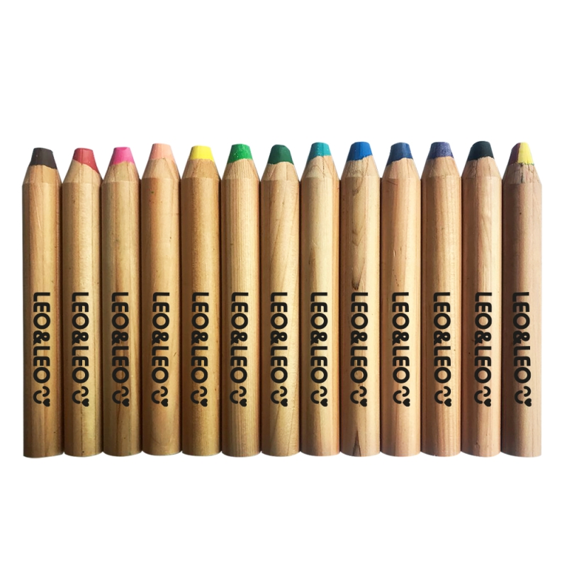 KIT LÁPIS DE COR COM 13 CORES JUMBO 4 EM 1 C/ APONTADOR E PINCEL LEOELEO
