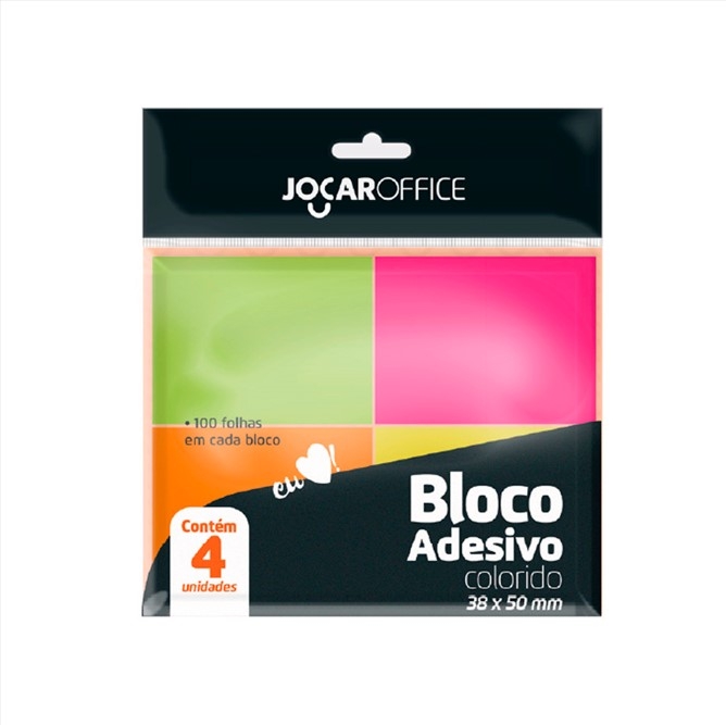 BLOCO POST-IT ADESIVO 4 CORES JOCAR OFFICE