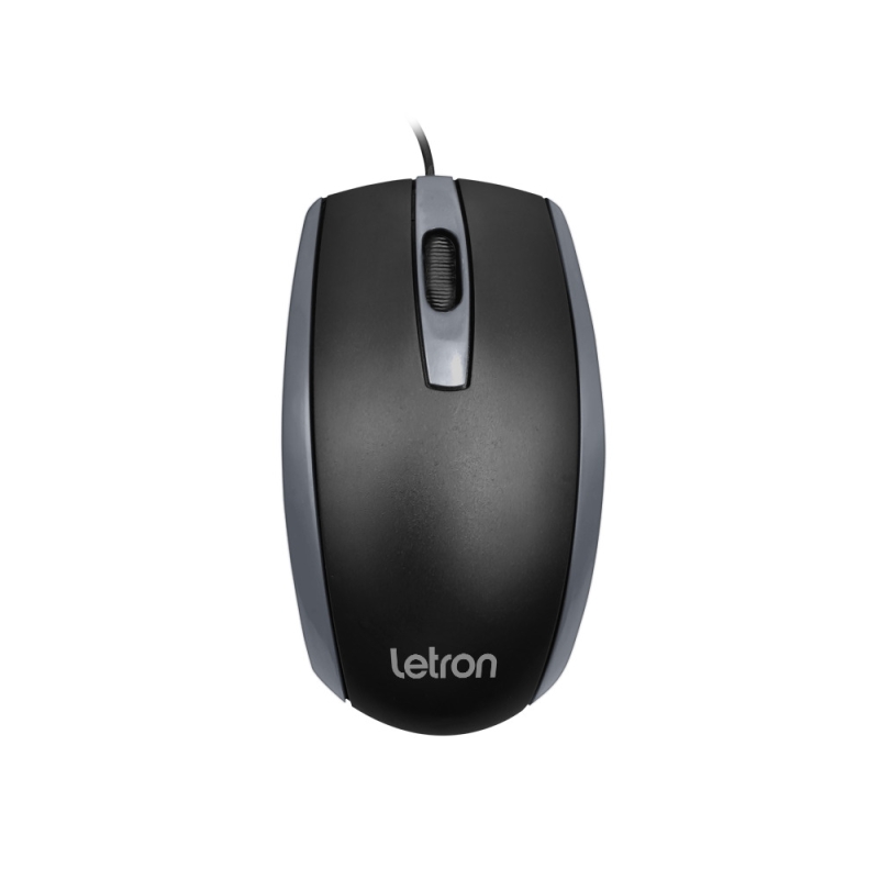 MOUSE ÓPTICO OFFICE DUO PRETO E CINZA FIO USB ERGONÔMICO 3D LETRON