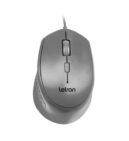 MOUSE ÓPTICO OFFICE JOB CINZA FIO USB ERGONÔMICO 4D LETRON