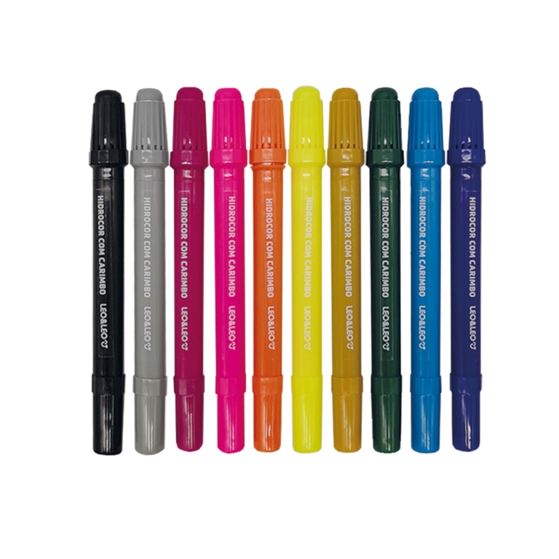 HIDROCOR E CARIMBO ESTOJO COM 10 CORES LEO&LEO