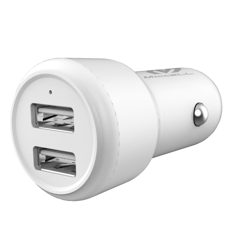 CARREGADOR VEICULAR MICCELL 2 PORTAS USB - BRANCO - VQ-C03 (2.4A)