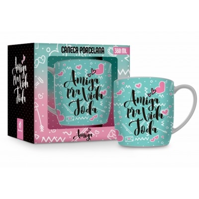 CANECA PORCELANA URBAN 300ML - AMIGA DO CORAÇÃO