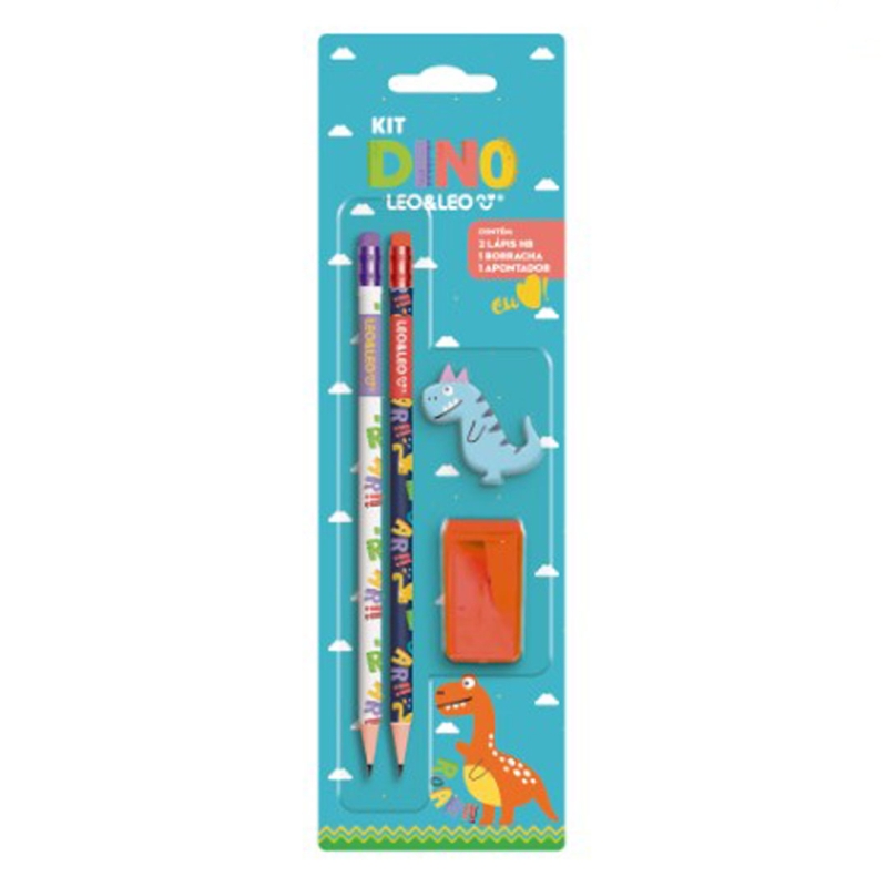 KIT LAPIS HB DINO 2 LAPIS/APONTADOR/BORRACHA 