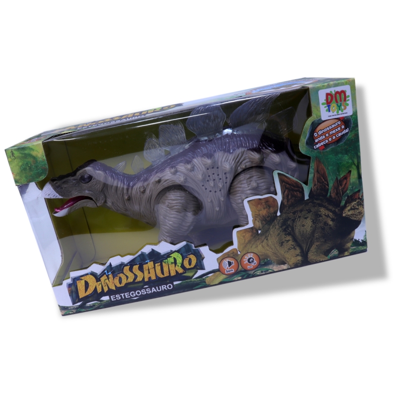 BONECO DINOSSAURO ESTEGOSSAURO COM LUZ E SOM