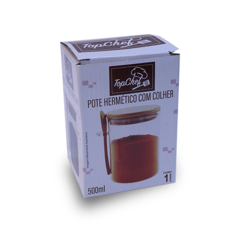 POTE VIDRO HERMETICO C/ COLHER 500ml