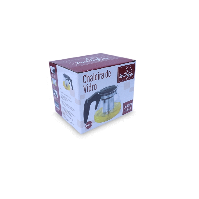 CHALEIRA BULE DE VIDRO COM INFUSOR DE CHÁ INOX 950ML