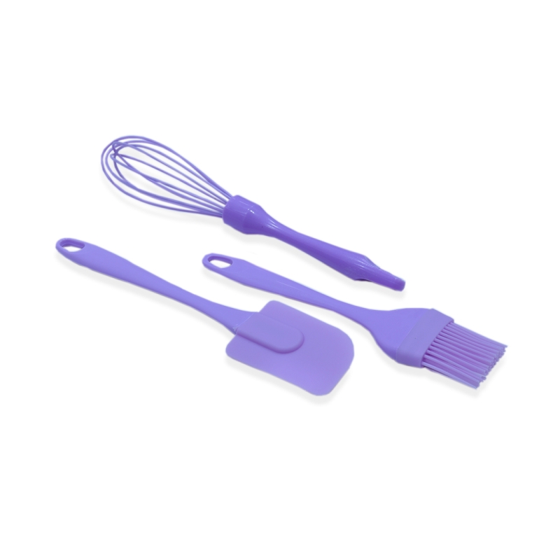 KIT ESPÁTULA, FUE E PINCEL DE SILICONE ROSA 3 PEÇAS