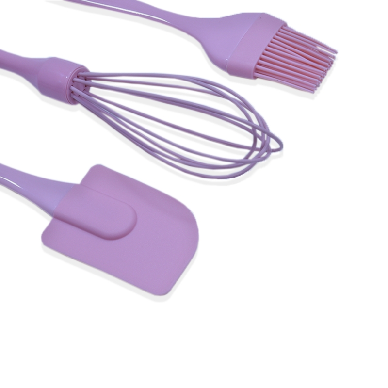 KIT ESPÁTULA, FUE E PINCEL DE SILICONE ROSA 3 PEÇAS