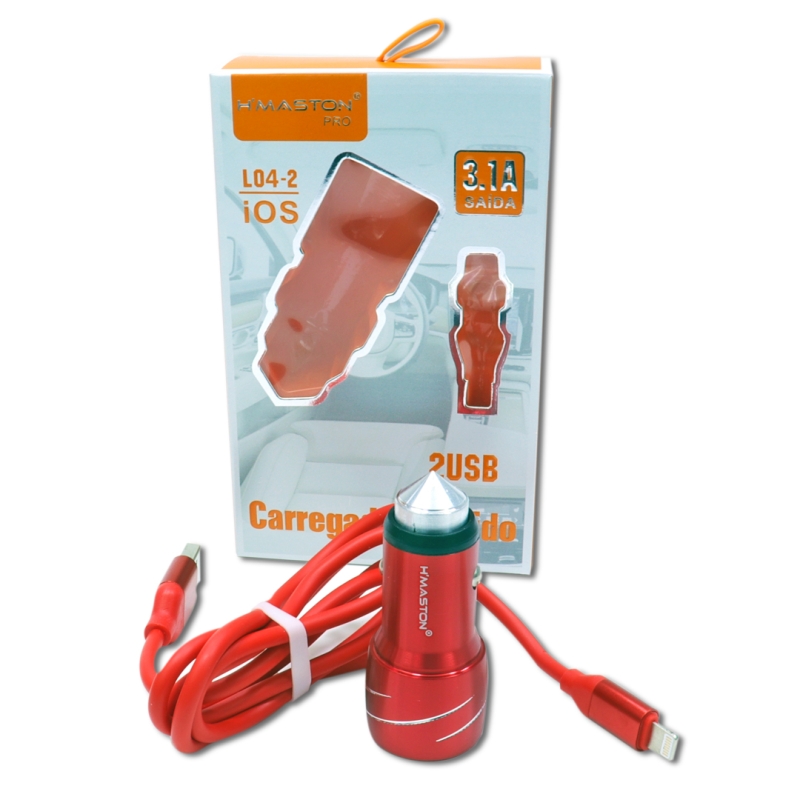 CARREGADOR VEICULAR 2 USBS 3.1A IOS HMASTON L04-2