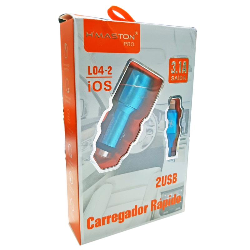 CARREGADOR VEICULAR 2 USBS 3.1A IOS HMASTON L04-2