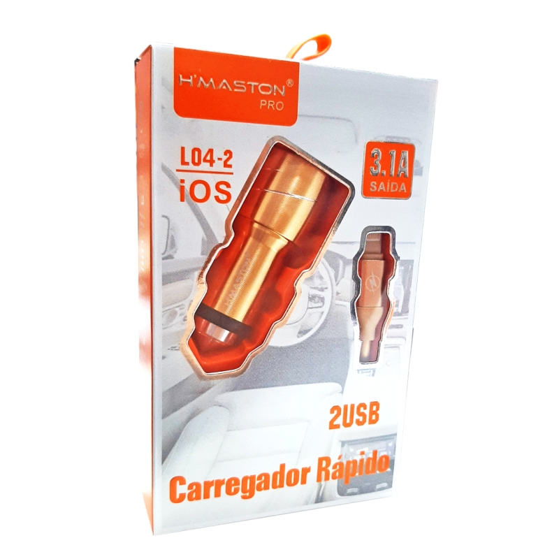 CARREGADOR VEICULAR 2 USBS 3.1A IOS HMASTON L04-2