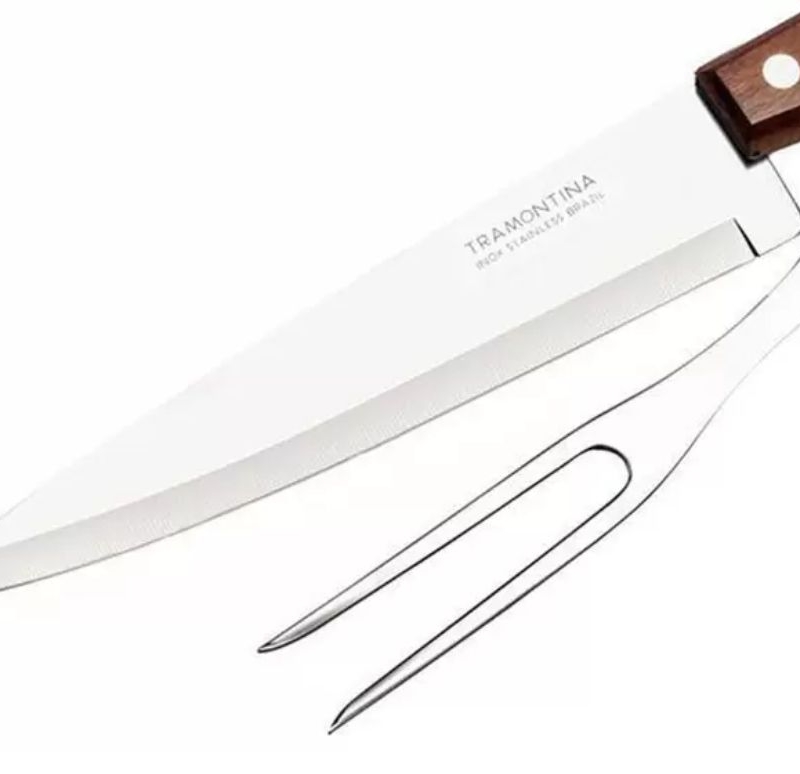 JOGO DE TRINCHANTE 2 PEÇAS TRADICIONAL - COM LÂMINAS DE AÇO E CABO DE MADEIRA