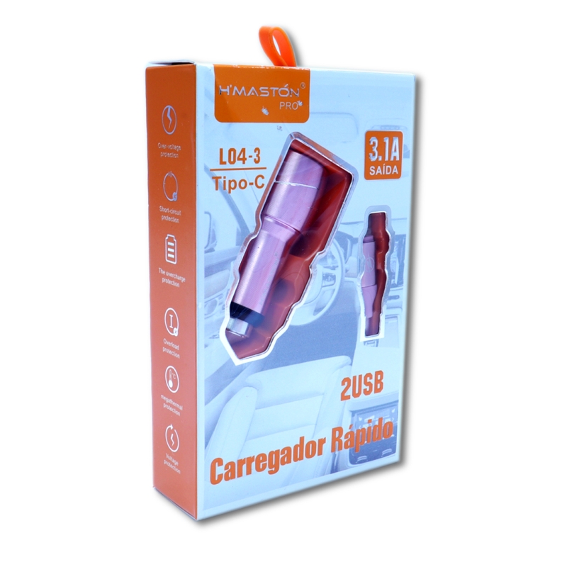 CARREGADOR VEICULAR TIPO-C 2USB 3.1A L04-3