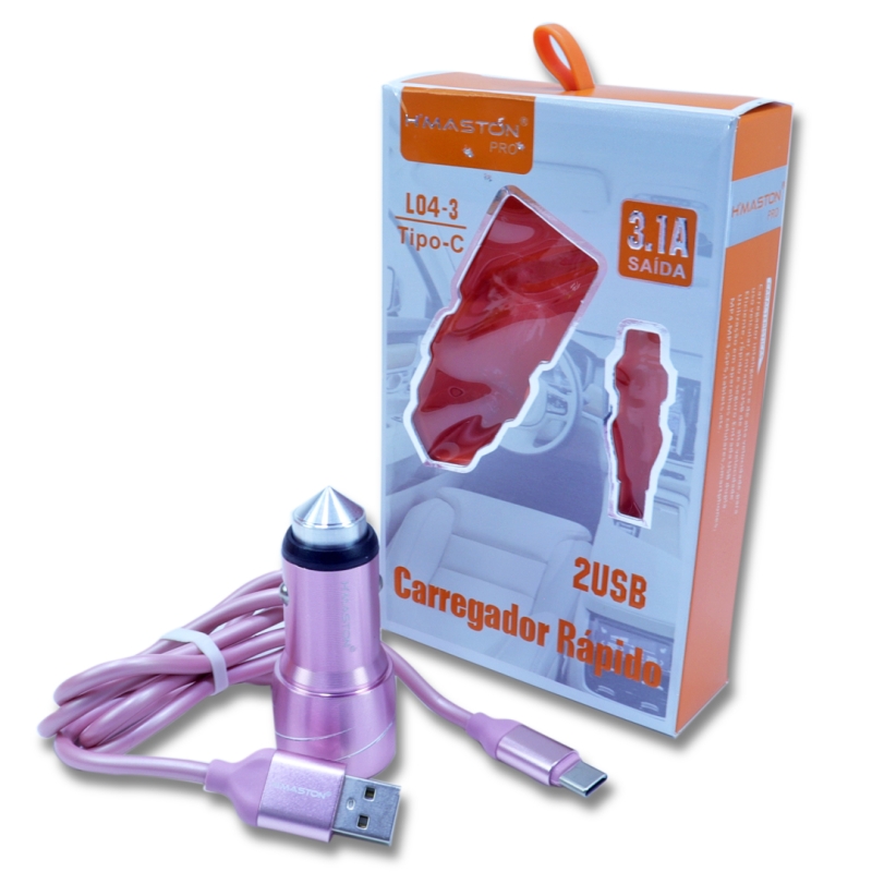 CARREGADOR VEICULAR TIPO-C 2USB 3.1A L04-3